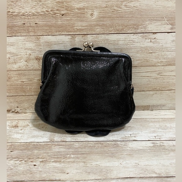 Brighton Purse Small Black Patent Leather Flower Floral Lining - Picture 2 of 16